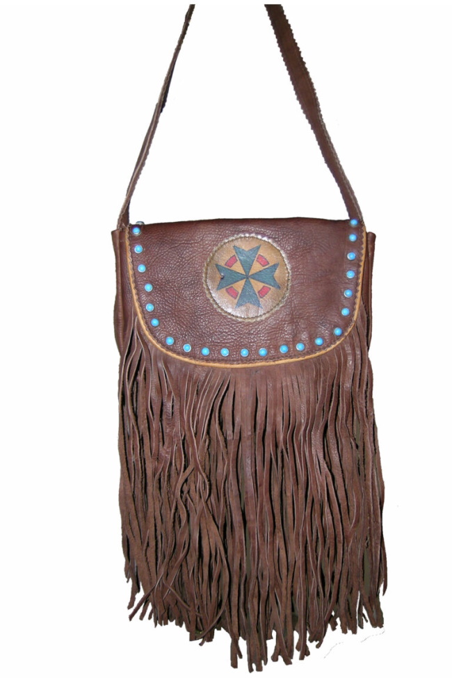 (image for) Stone Southwestern Medium Size Leather Cross Body Shoulder Bag